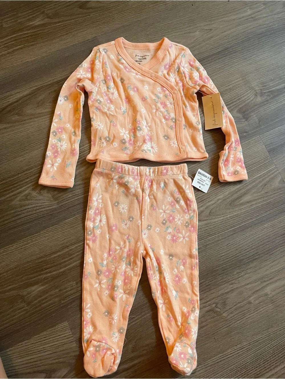 First Impressions Baby Girl Floral Cardigan & Footed Pants Set 6-9M | 2pc NEW